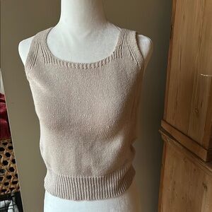 Beige Knit Sleeveless Top